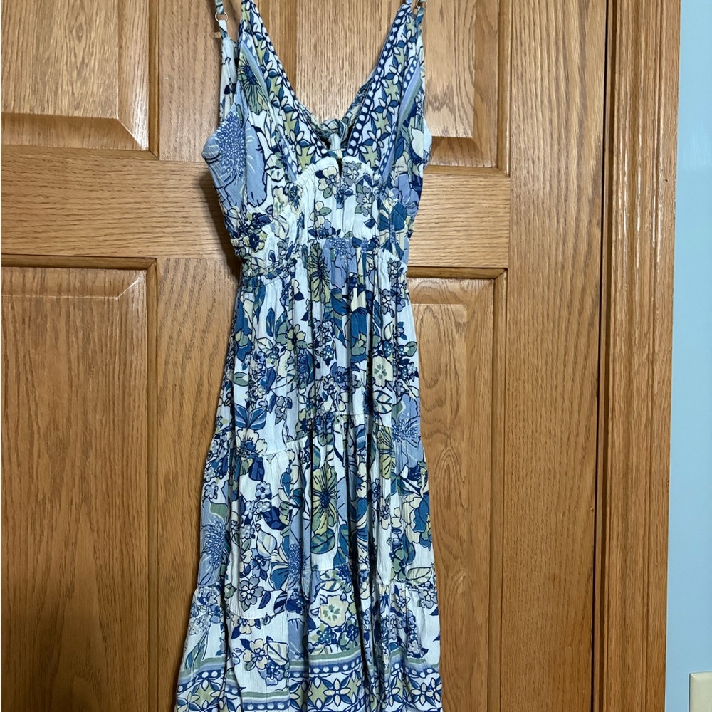Angie Blue and White Floral Maxi Dress